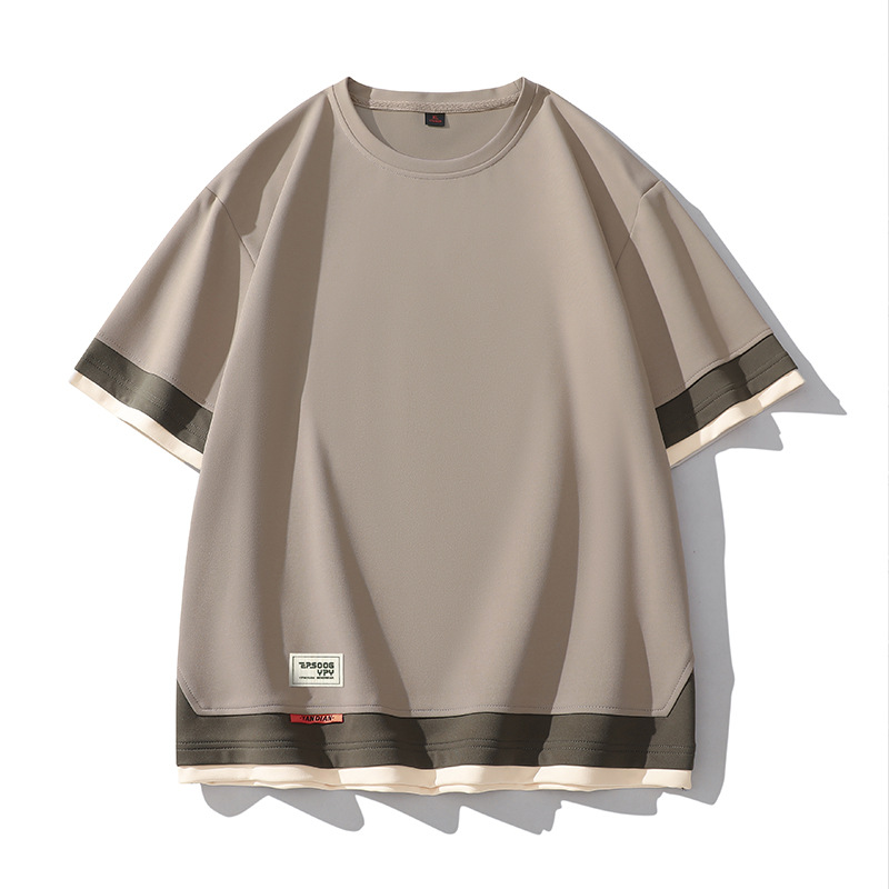 Men’s Short-Sleeve Top – Modern design with stylish color blocking and refined stitching details