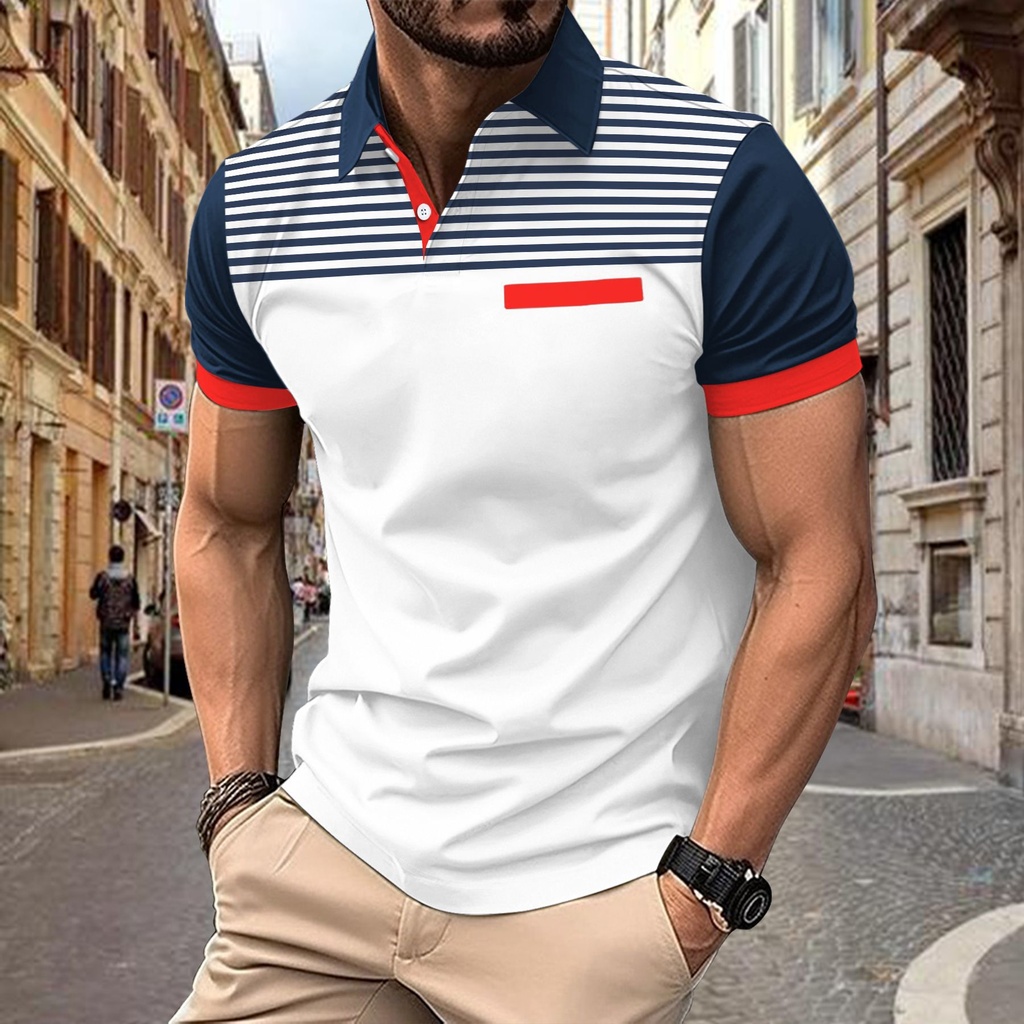 Men's stylish and practical casual shirt featuring a striped pattern and short sleeves — perfect for a comfortable and modern summer look