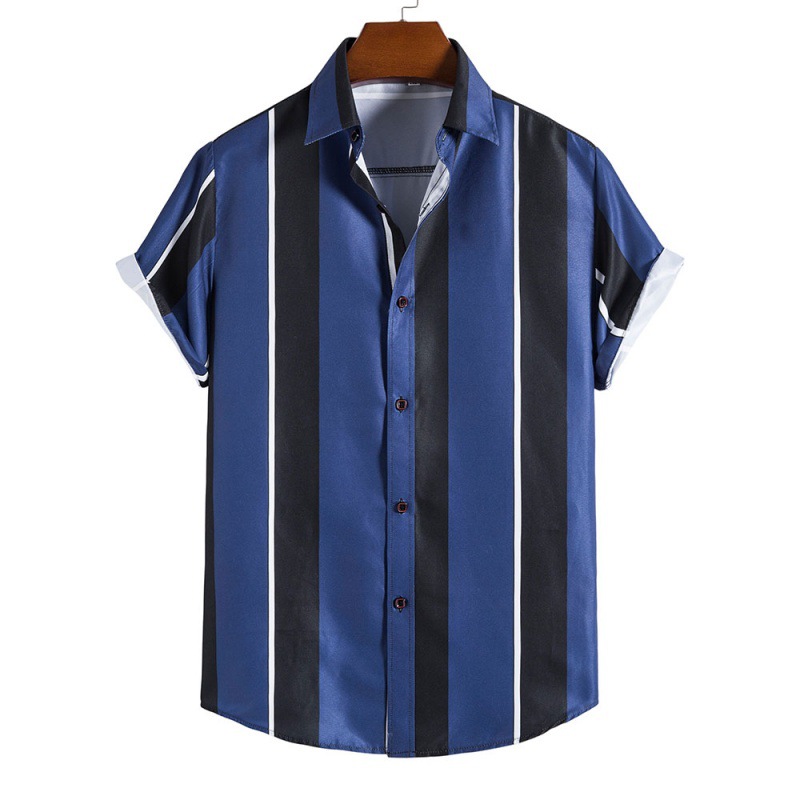 Shine with a modern look in this new men's casual shirt, designed with short sleeves and an elegant striped pattern