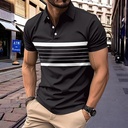 A modern and practical men’s blouse with a striped design, featuring a V-neckline and stylish button details — perfect for pairing with various everyday outfits