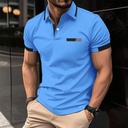 Men’s stylish and modern blouse featuring a polo collar with buttons and a faux chest pocket — combining casual comfort with a touch of business style