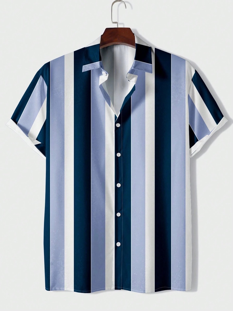 Men's Casual Shirt with Stylish Striped Print – A Perfect Blend of Comfort and Modern Design