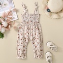 Girls' one-piece floral strap jumpsuit with a stylish design, offering a comfortable and feminine look perfect for everyday wear and special occasions