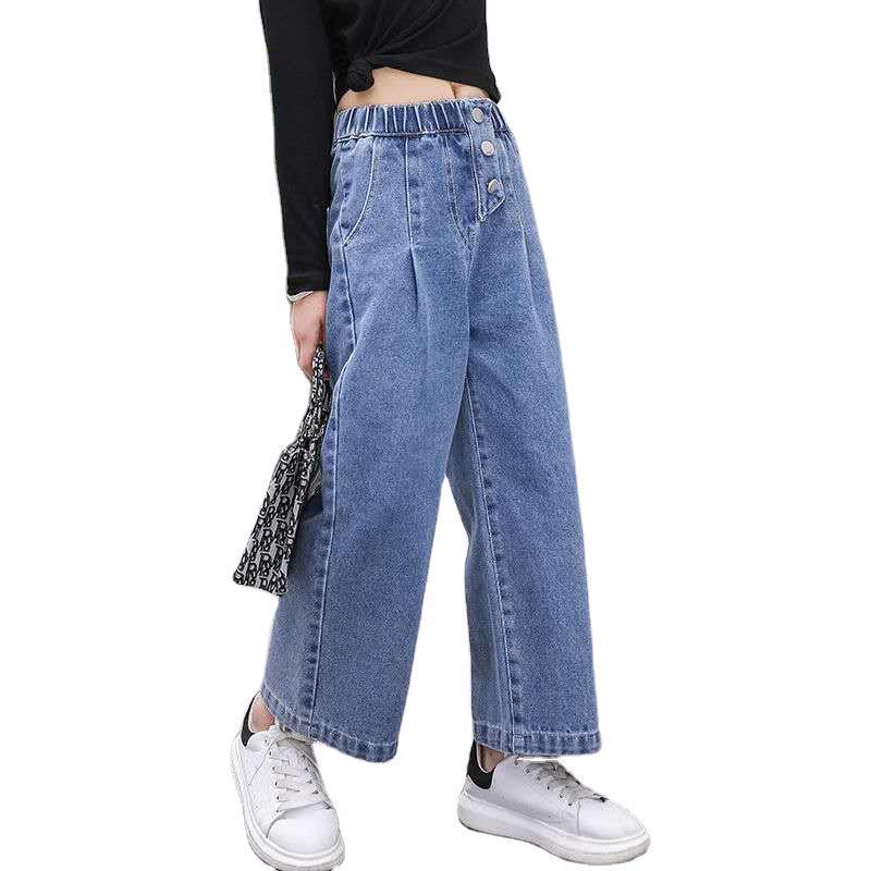 Girls' Loose-Fit Jeans with a Simple and Stylish Casual Design