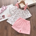 Girls' two-piece floral set featuring a suspender-style top and stylish pants — perfect for a cute and comfortable look