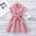 Elegant girls' dress with a plaid pattern and a modern touch inspired by Western style, featuring a princess design that gives your little one a refined and charming look
