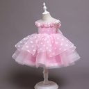 Girls' dress adorned with playful polka dots in a soft princess-style design — perfect for little girls on birthdays and special occasions, adding a cheerful and elegant feminine touch