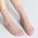 Fashionable Thin Jacquard Ankle Socks with Elegant Plaid Pattern – Breathable & Modern Design