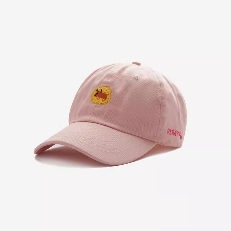 Women's soft-brim hat adorned with cute animal embroidery – featuring a stylish and playful design