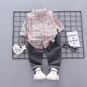 Elegant Two-Piece Outfit for Kids – Luxurious Long-Sleeve Plaid Shirt