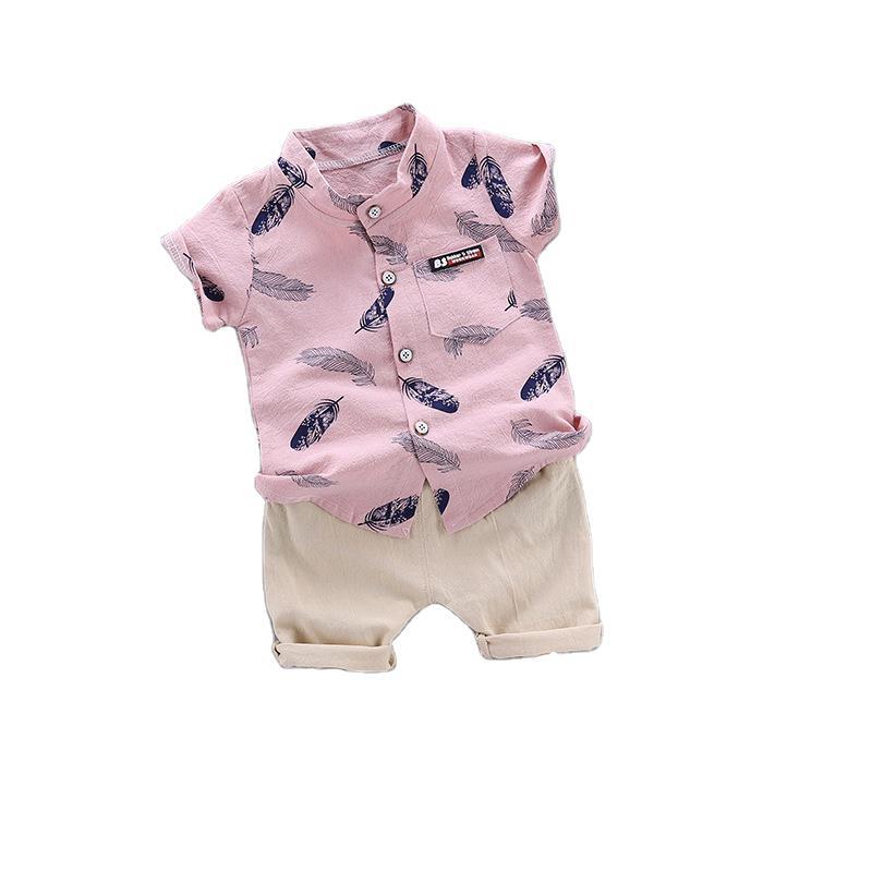 Summer children's outfit with short sleeves featuring a cartoon design and elegant European style
