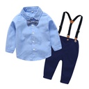 Elegant Formal Kids Outfit – Long Sleeve Shirt with Suspender Pants and Bow Tie