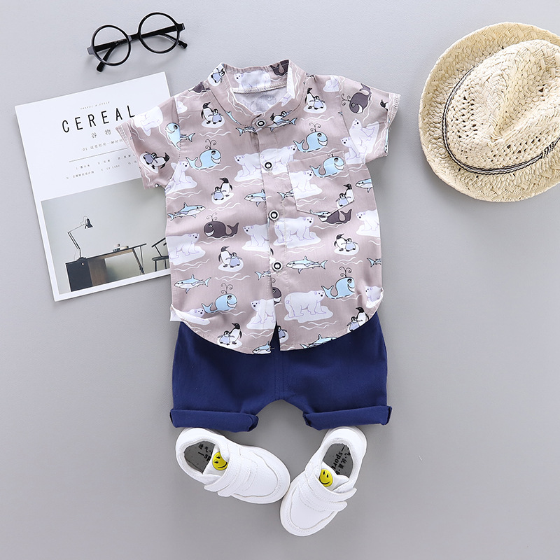 Stylish and casual kids' outfit – includes a short-sleeve shirt paired with matching shorts
