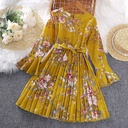 Korean-Style Trendy Dress – Long Sleeves with Elegant Prints for Girls