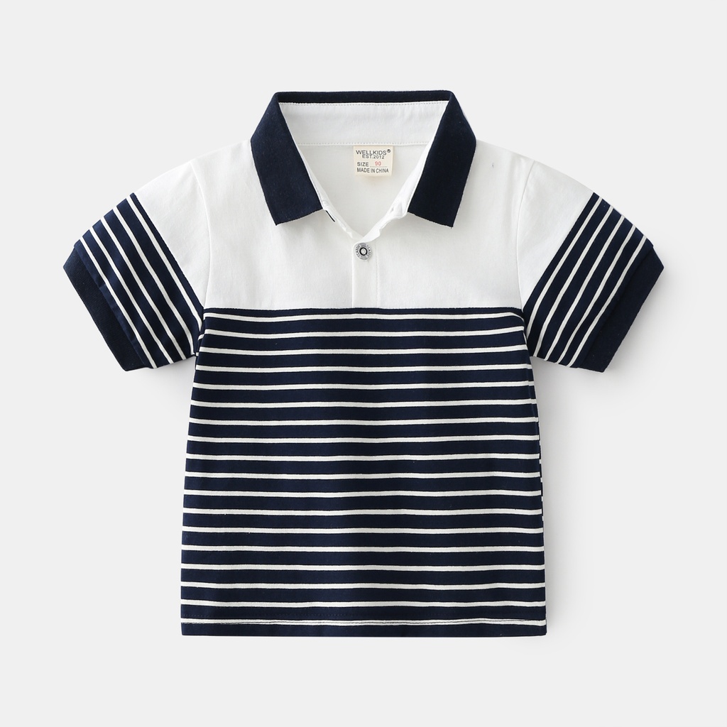 Children's Cotton T-Shirt – Soft Striped Short Sleeves with a Trendy Casual Design, Moisture-Wicking and Comfortable for Daily Wear