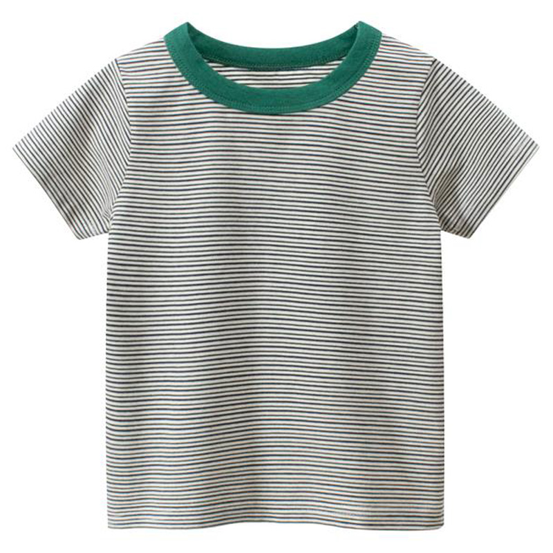 Striped blouse with short sleeves and a round neckline