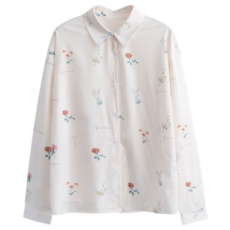 Elegant chiffon shirt with a simple Korean design and soft print, perfect for a refined and modern look