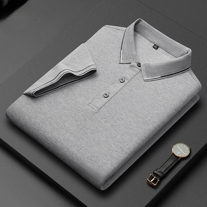 Luxury men's short-sleeve blouse made from soft silk with a modern elegant touch — perfect for both business and formal looks