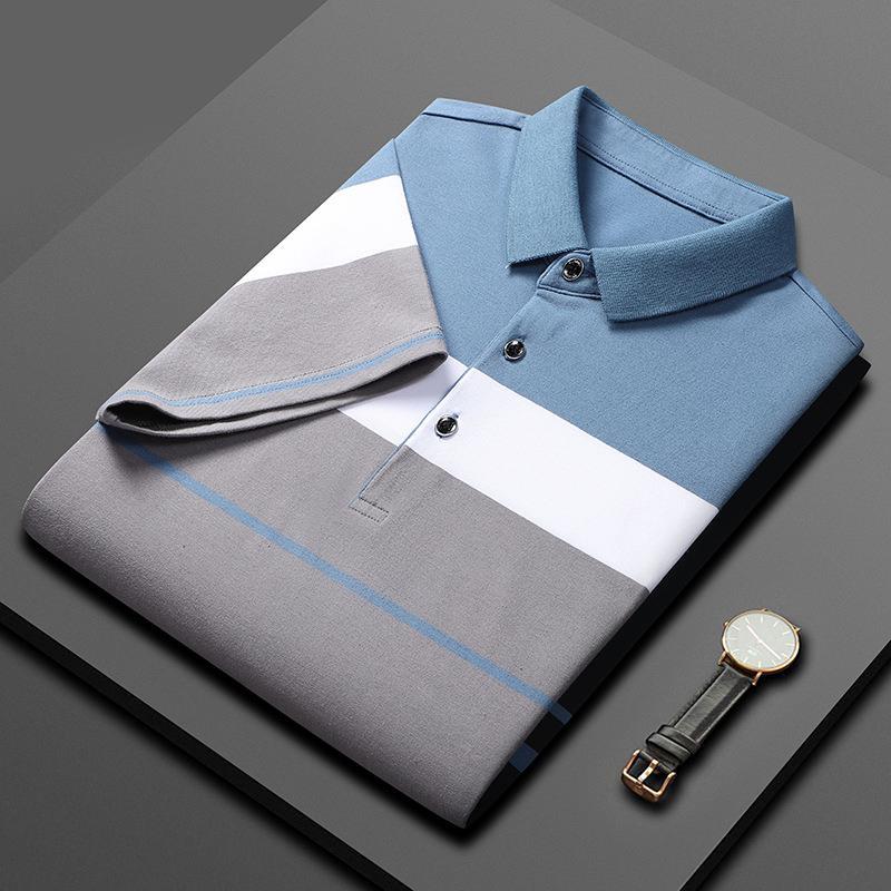 Elegant men's striped polo blouse made from high-quality cotton – a perfect choice for refined casual looks