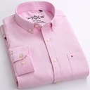 Men's long-sleeve Oxford cotton shirt in a solid color – stylish and comfortable for everyday wear