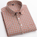 Men's short-sleeved cotton shirt with a plaid pattern for a comfortable casual look