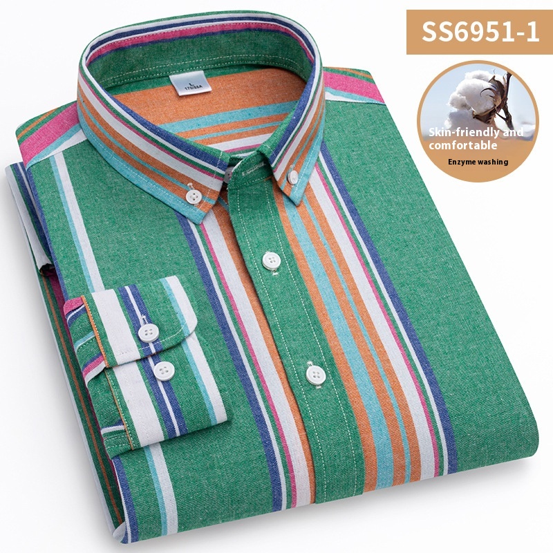 Men's casual shirt with modern stripes and a square collar for a stylish and comfortable look