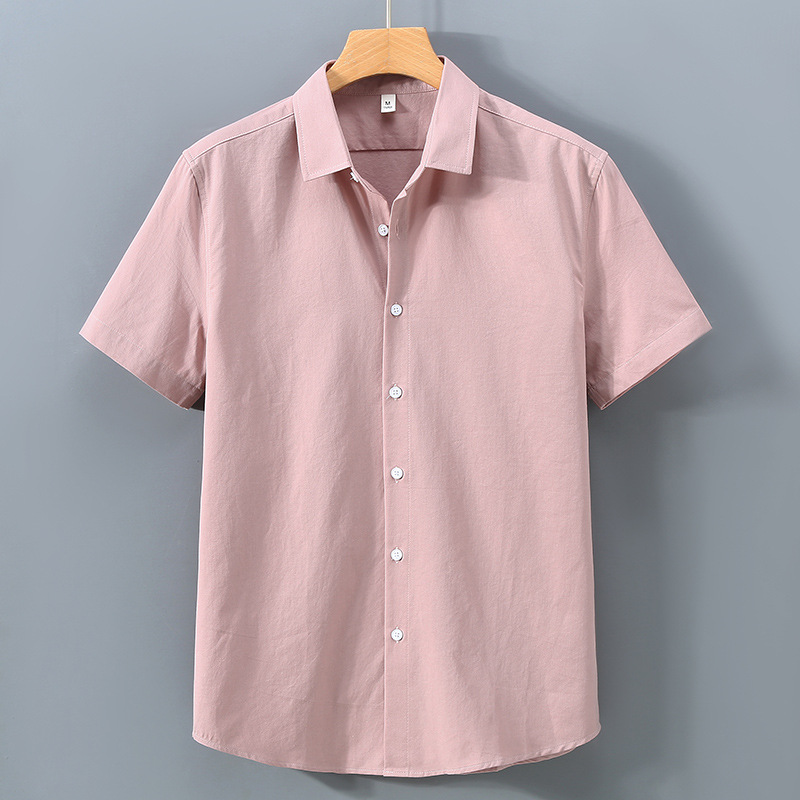 Men's cotton shirt with a classic lapel and loose fit