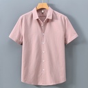 Men's cotton shirt with a classic lapel and loose fit