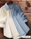 Elegant women's casual shirt with a modern and stylish color-block design