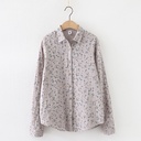 Women's floral double-layer shirt with a classic collar and long sleeves, made of cotton