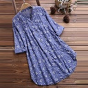 Loose casual floral shirt with an elegant stand collar