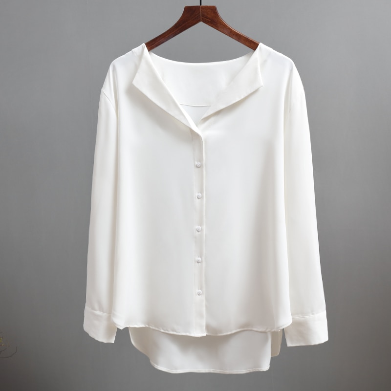 Elegant French chiffon shirt with long sleeves and a loose casual design