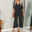 جمبسوت نسائي أنيق مخطط بقصّة أرجل واسعة