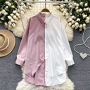 Idle Style Mid-length Color Matching Shirt
