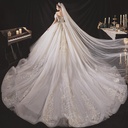 A wedding dress with a modern and elegant design that captures attention, adorned with soft tulle and crystal details
