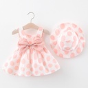 Girls’ dress and hat set, decorated with large strawberry and floral prints
