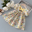 Girls’ floral dress with short bubble sleeves