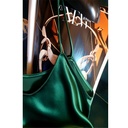Long strapped dress crafted from cellulose fabric with a luxurious satin finish
