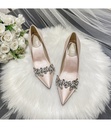 Satin high heels embellished with crystals for an elegant look