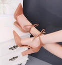 Stylish Suede Women's Shoes with Thick Heels and a Pointed Toe