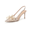 Women's pointed stiletto heels adorned with a bow and rhinestones in an elegant French design