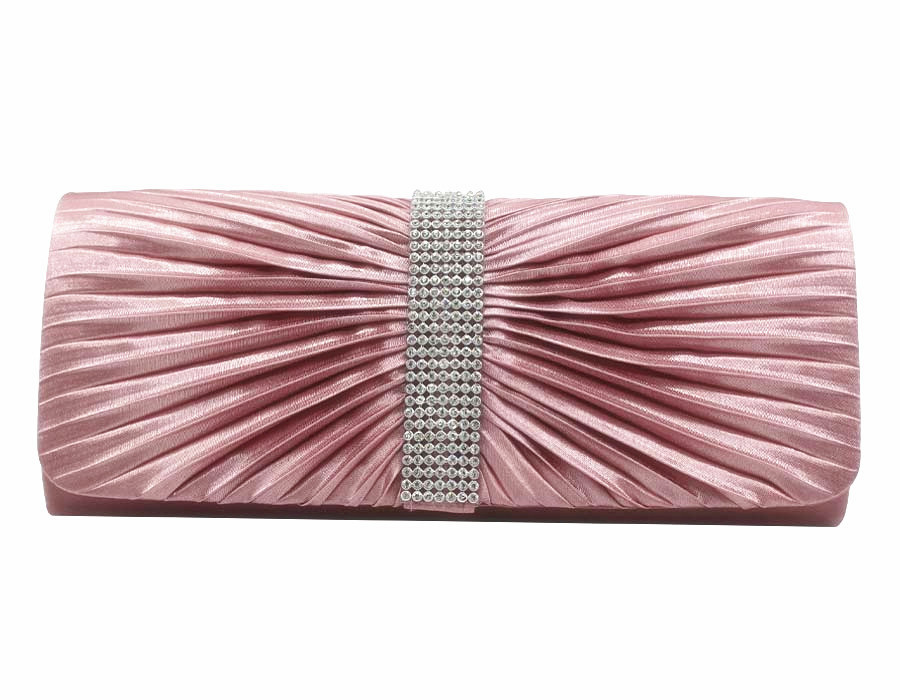 European and American style evening bag with elegant pleats and sparkling crystals