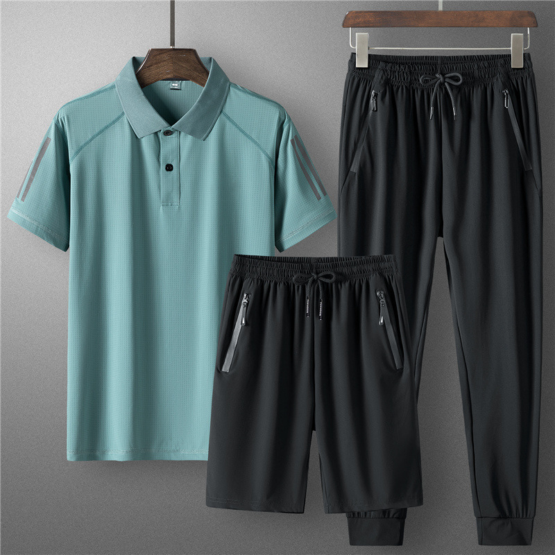 Men’s Casual Sports Set Made of Ice Silk Fabric 