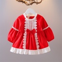 An elegant lace dress for little girls, featuring a refined autumn design that combines delicacy and sophistication 