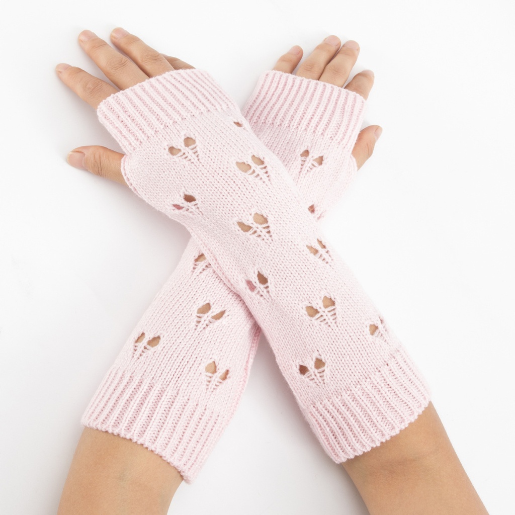 Women’s Knitted Wool Arm Gloves – Jacquard Design