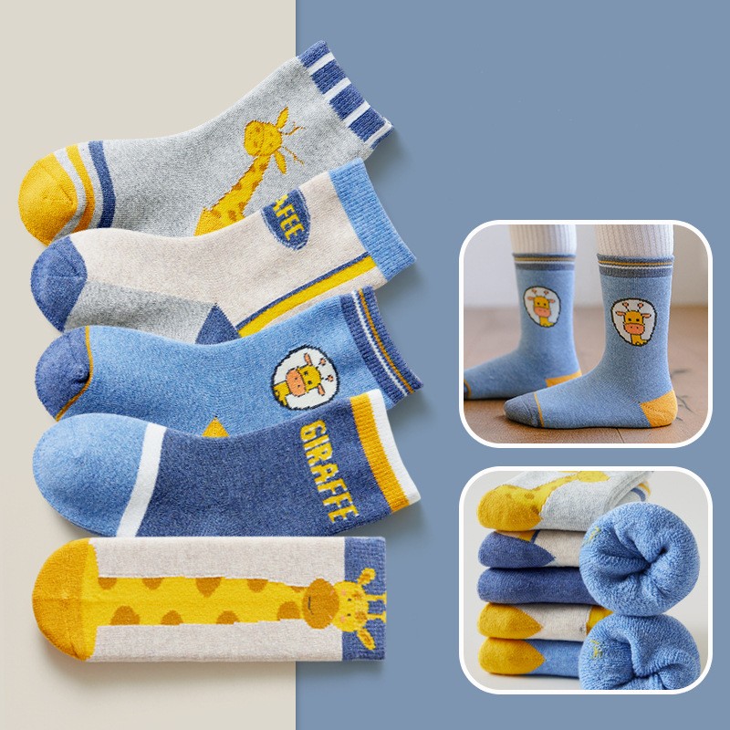 Children's cartoon cotton socks with thickened medium terry design