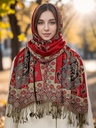 وشاح ستايل شرقي مزين بنقشة الكاجو مع شراشيب