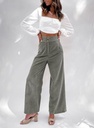 Women's Stretch Corduroy Pants with Double Button – Casual Style