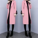 معطف نسائي طويل متوسط الطول بتصميم فضفاض من الصوف