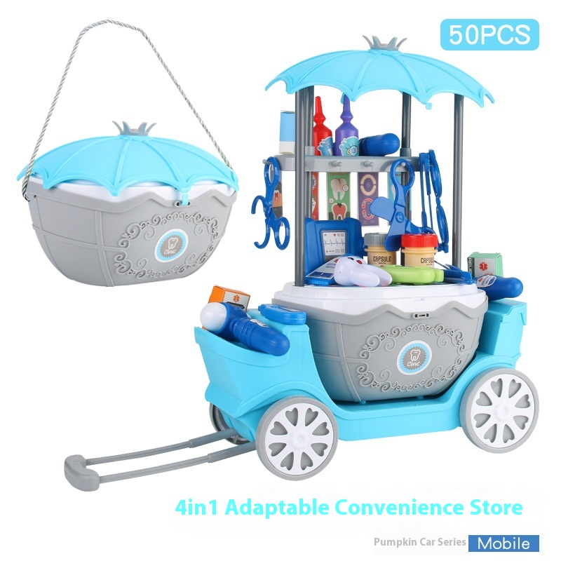 Children Play House Trolley Ice Cream Candy Car Dresser Doctor Toy Kitchen Suit